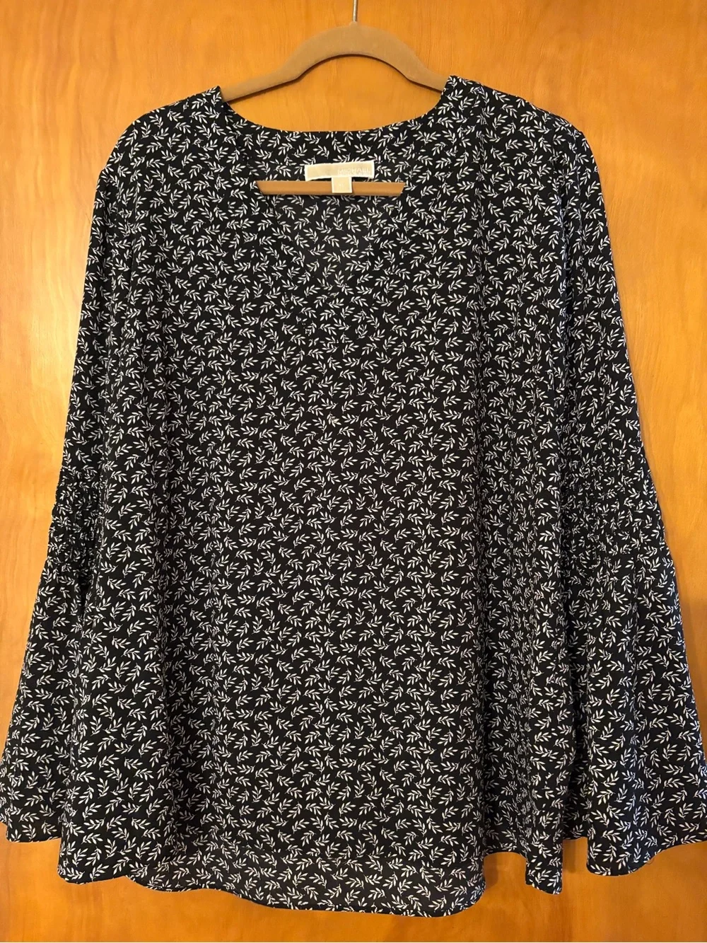 Women’s Michael Kors Black Floral Long-Bell Sleeve Blouse